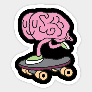 Brain Skateboarding - Funny Sarcastic Doodle Sticker